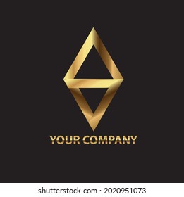 Vector de logotipo AV o ASV Gold en un estilo elegante con fondo negro