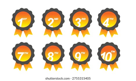 Gold Award Badge Set Vector Icons for Ranking, Achievement, Winner Labels
