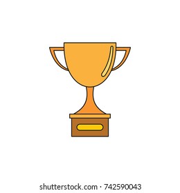 Gold award cup in cartoon style icons vector illustration for design and web isolated on white background. Gold award vector object for label and web