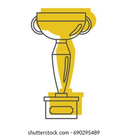 Gold award cup in doodle style icons vector illustration for design and web isolated on white background. Gold award vector object for labels and logo
