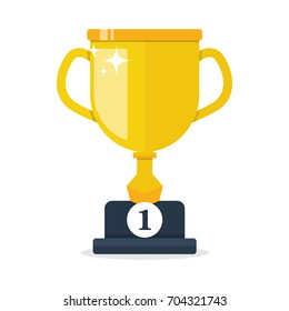 Gold award cup. Flat illustration.