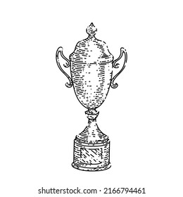 gold award hand drawn vector. golden winner, luxury light, best star cup gold award sketch. isolated black illustration