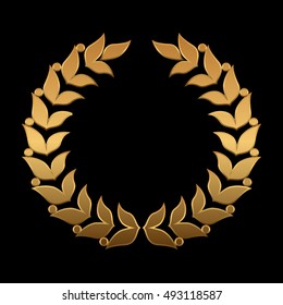 Gold award laurel on black background. Vector illustration