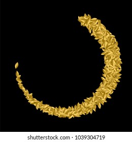Gold award laurel wreath isolated on black.  Winner frame. Golgen  leaf symbol triumph. Vector illustration,eps 10.
 