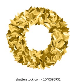 Gold award laurel wreath isolated on white.  Winner frame. Golgen leaf symbol triumph. Vector illustration,eps 10.
 