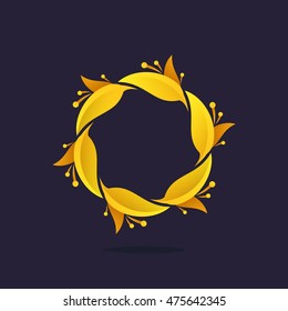Gold award laurel wreath logo. Vector triumph and success elements for banner, presentation, web page, card, labels or posters.