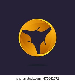 Gold award laurel wreath logo. Vector triumph and success elements for banner, presentation, web page, card, labels or posters.