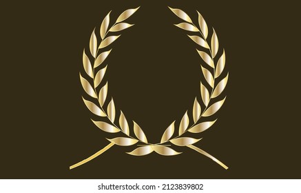 Gold award laurel wreath on a black background