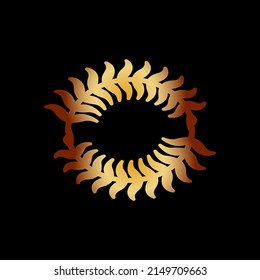 Gold award laurel wreath on dark background.