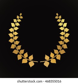 Gold award laurel wreath on dark background.