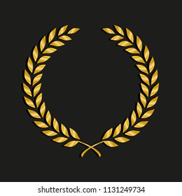 Gold award laurel wreath. Symbol victory, triumph and success illustration