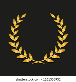 Gold Award Laurel Wreath. Symbol Victory, Triumph And Success Illustration