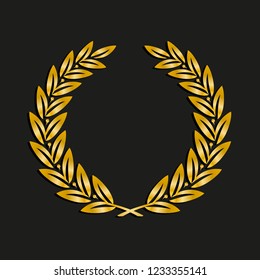 Gold award laurel wreath. Symbol victory, triumph and success illustration