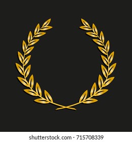 Gold award laurel wreath. Symbol victory, triumph and success illustration