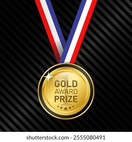Gold award medal prize, best category achievement, and product warranty label template