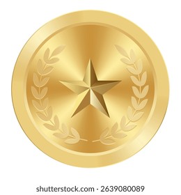Gold award medal with star Illustration for web and games