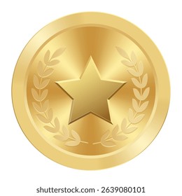 Gold award medal with star Illustration for web and games