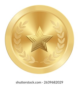 Gold award medal with star Illustration for web and games