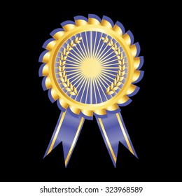 Gold award with ribbon