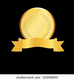 Gold award with ribbon
