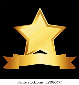Gold award with ribbon