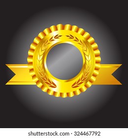 Gold award with ribbon