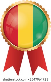 Anuncio de cinta de premio de oro con bandera de Guinea