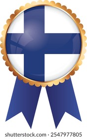gold award ribbon banner with flag of Finland