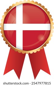 gold award ribbon banner with flag of Denmark