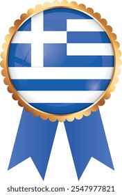 gold award ribbon banner with flag of Greece