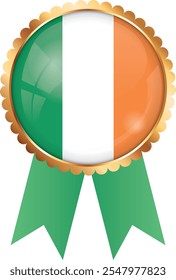 gold award ribbon banner with flag of Ireland