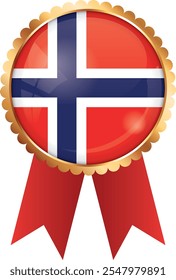 Anuncio de cinta de premio de oro con bandera de Noruega