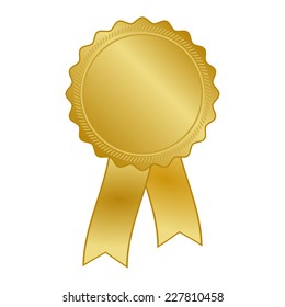 Gold Award Rosette With Ribbon