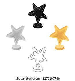 Gold award in the shape of a star.The prize for best role in an action film.Movie awards single icon in cartoon style vector symbol stock illustration.