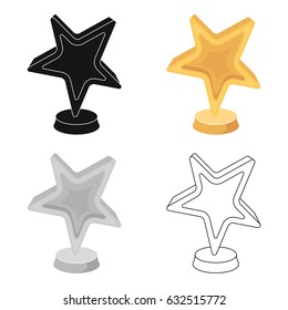 Gold award in the shape of a star.The prize for best role in an action film.Movie awards single icon in cartoon style vector symbol stock illustration.