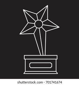 Gold award with star in thin line style icons vector illustration for design and web isolated on black background. Gold award vector object for labels and logo