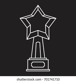 Gold award with star in thin line style icons vector illustration for design and web isolated on black background. Gold award vector object for labels and logo