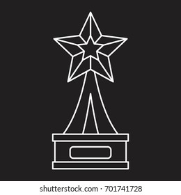 Gold award with star in thin line style icons vector illustration for design and web isolated on black background. Gold award vector object for labels and logo