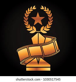 gold award trophy star laurel strip film movie