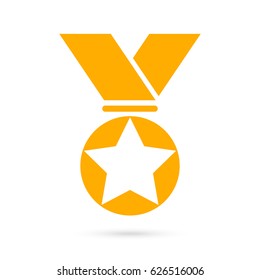 Gold Award Vector Medal Icon Illustration Isolated On White Background, Olympic Game Prize