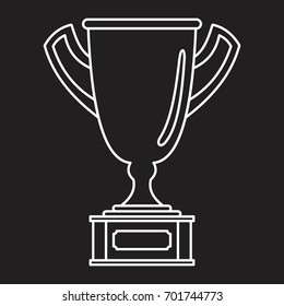 Gold award winner cup in thin line style icons vector illustration for design and web isolated on black background. Gold winner award vector object for labels and logo