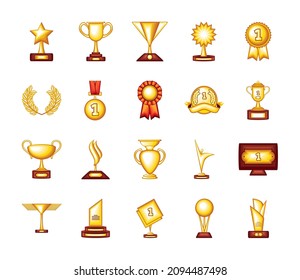 gold awards, vector set icons