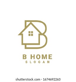 gold B initial house logo icon design vector