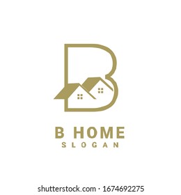 gold B initial house logo icon design vector