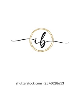 Gold I B Initial Script Letter Beauty Logo Template