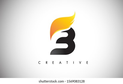 Gold B Letter Wings Logo Design Icon. Flying Wing Letter Logo with Creative Golden Wing Concept.
