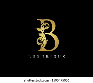 Gold B Luxury Logo Icon, Classy B Letter Logo Design.