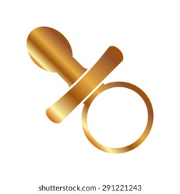 Gold Baby Pacifier - black vector icon 