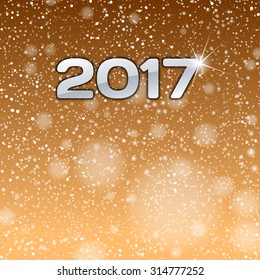 Gold background with 2017 numbers. New year symbol.