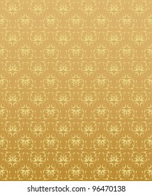 The gold background with abstract floral elements